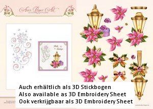 3D Card Embroidery Pattern Sheet 7 Poinsettia