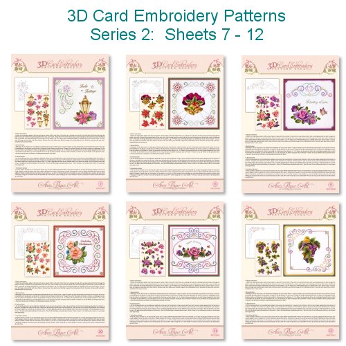 3D Card Embroidery Sheets Series 2 nr. 7 bis 12