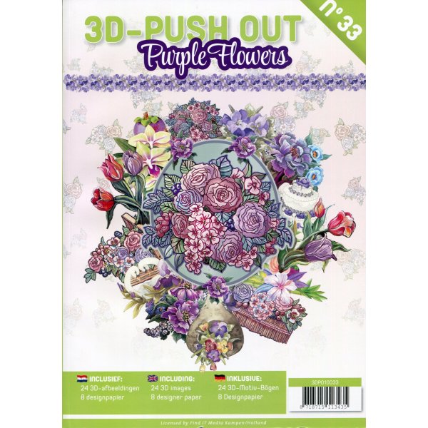 3D Stanzbogen Buch 33 - Purple Flowers