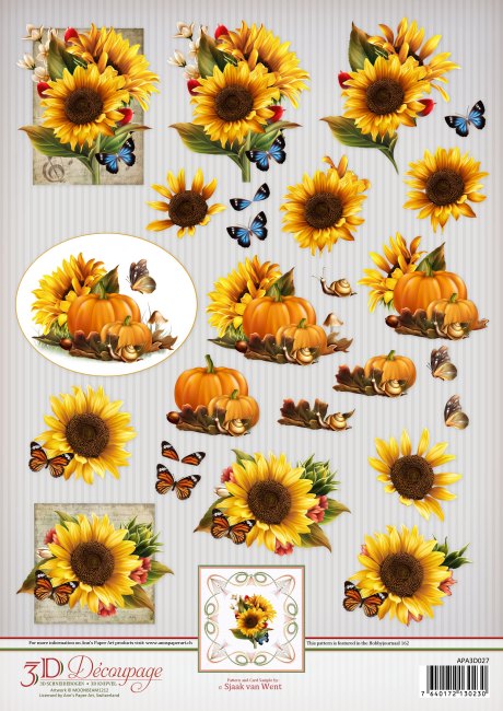 3D Sheet Ann's Paper Art Sunflowers APA3D027