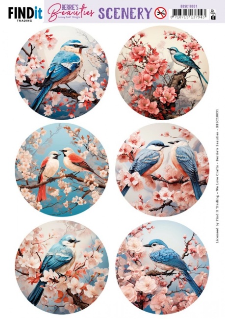Push-Out Scenery Berries Beauties - Blue Bird Round BBSC10031