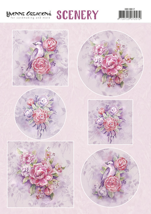 Stanzbogen Scenery - Yvonne Creations Pink Flowers CDS10017