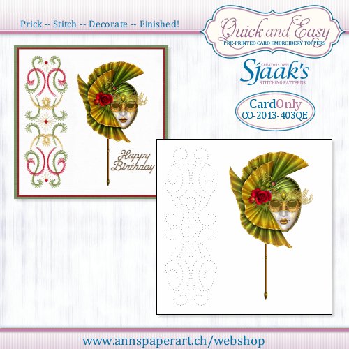 Sjaak's Stitching pattern CO-2013-406 Quick&Easy Card ONLY No. 2