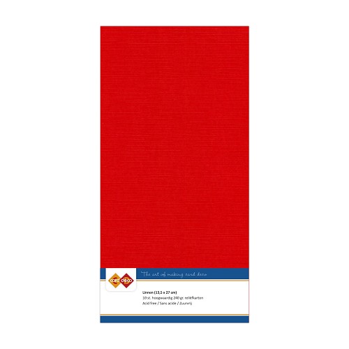 Linnen Karton 13 Rot (5 Bogen 13.5 x 27cm)