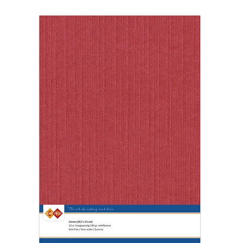 Linen cardstock - A4 - 13 Red (5x A4 Sheets)