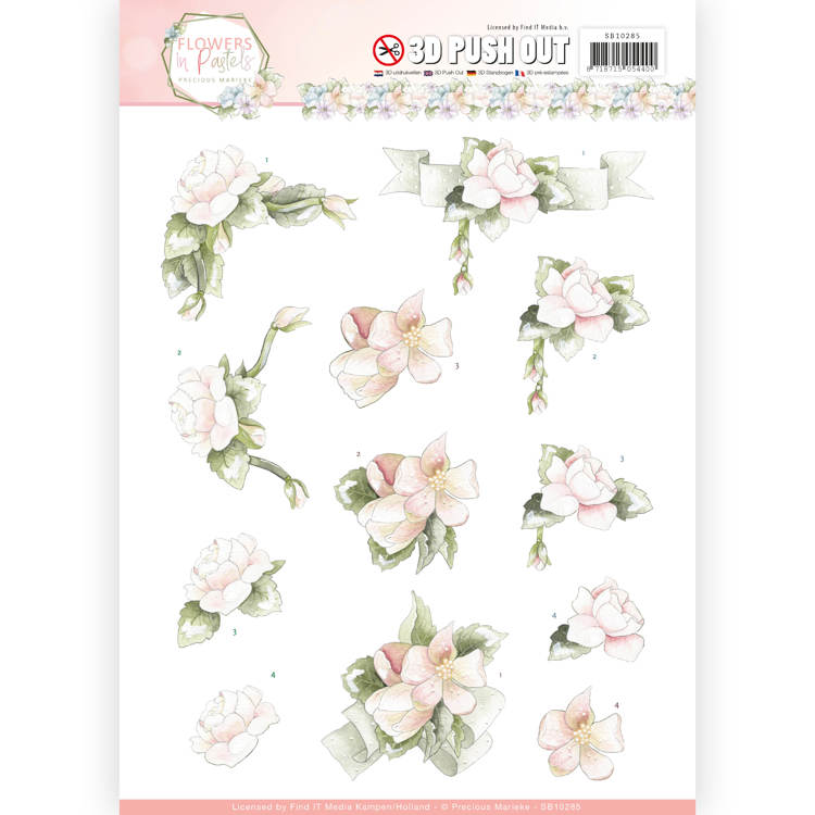 3D Stanzbogen Precious Marieke Pink Flowers SB10285