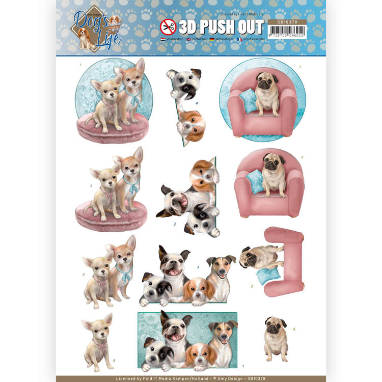 3D Die cut Sheet - Amy Design - All kind of Dogs SB10378