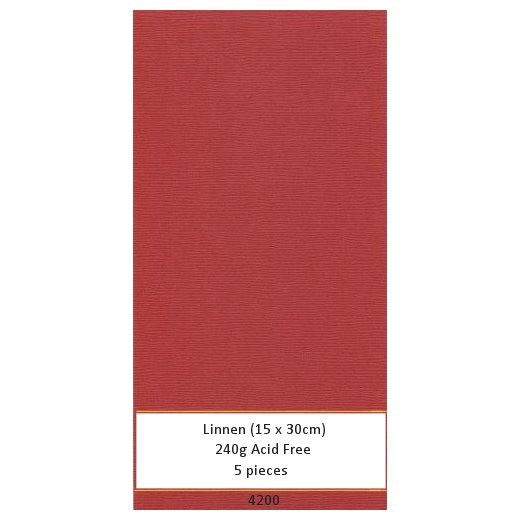 Linnen Karton Red (5 Bogen 15 x 30cm)