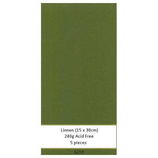 Linnen Karton Moss Green (5 Bogen 15 x 30cm)