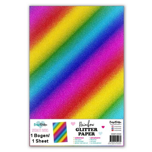 A4 Selbstklebend Glitter Papier - Regenbogen - 1 Bogen