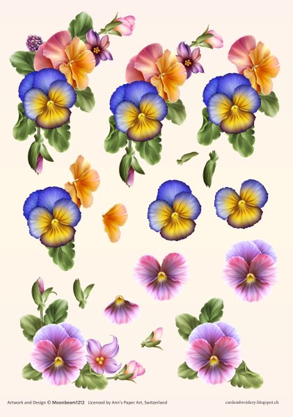 3D Sheet (A5) Ann's Paper Art Pansies 3DCE13003 - Click Image to Close
