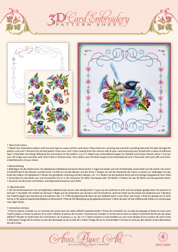 3D Card Embroidery Pattern Sheet 4 Morning Glory