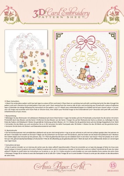 3D Card Embroidery Pattern Sheet 15 Baby Frame