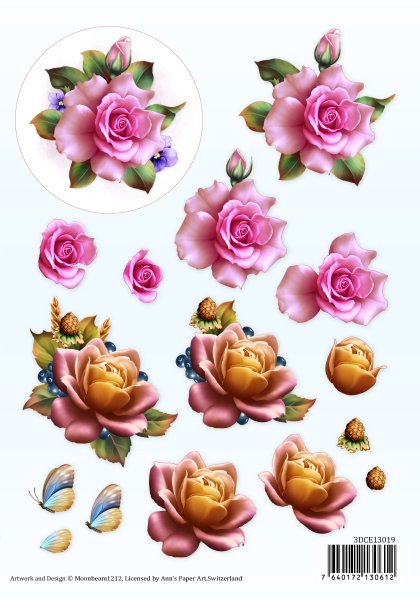 3D Sheet (A5) Ann's Paper Art Roses 3DCE13019