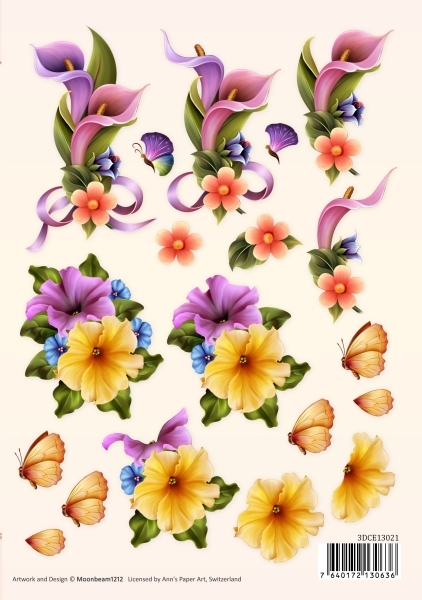 3D Bogen (A5) Ann's Paper Art Purple Lillies 3DCE13021 - zum Schließen ins Bild klicken