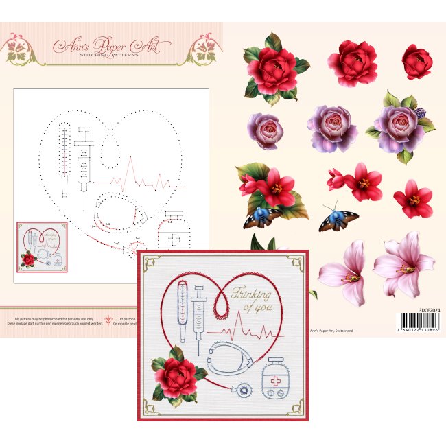 3D Card Embroidery Pattern Sheet 24 Medical
