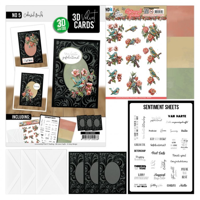 3D Velvet Cards A6 - Colorful Birds (Nur auf Vorbestellung)