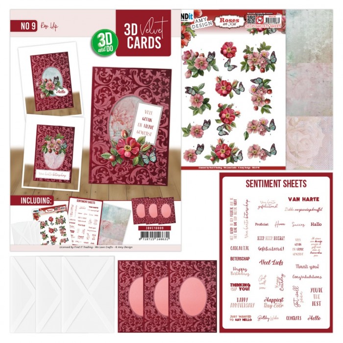 3D Velvet Cards A6 Rose Hip Set 9 - (Nur auf Vorbestellung)