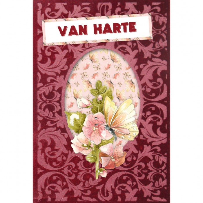3D Velvet Cards A6 Red Flowers Set 10 (Nur Auf Vorbestellung)