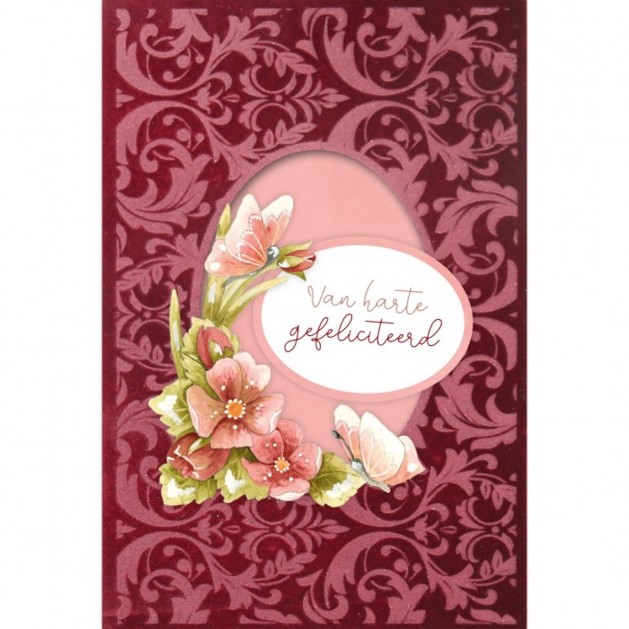 3D Velvet Cards A6 Red Flowers Set 10 (Nur Auf Vorbestellung)