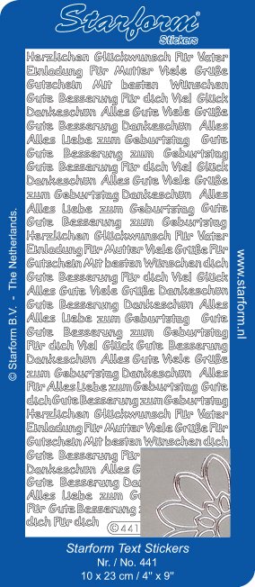 Sticker Starform no. 441 - Glückwunsch text - Silber - Click Image to Close