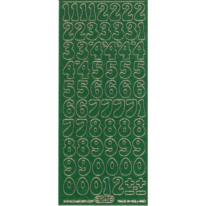 Starform Stickers 7044 - Numbers XL - Glitter Green/Gold