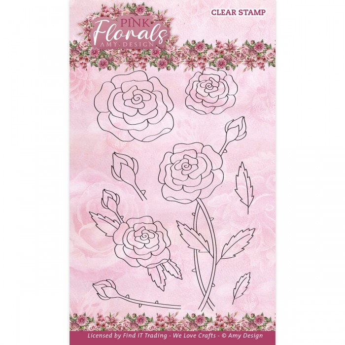 Clear Stamps - Amy Design - Pink Florals - Rose - Click Image to Close