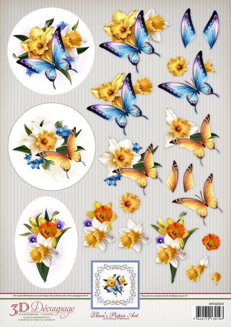 3D Decoupage Sheet Ann's Paper Art Daffodils APA3D023