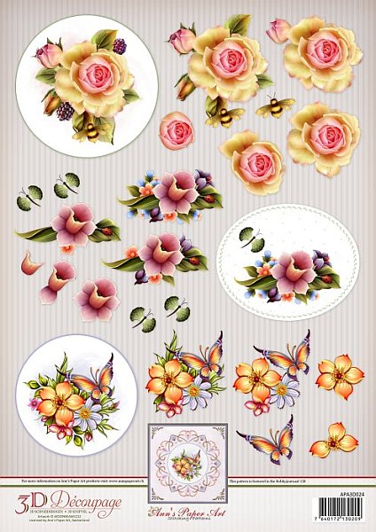 3D Decoupage Sheet Ann's Paper Art Spring Flowers APA3D024