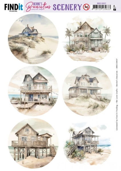 Push-Out Scenery Beach House - Round BBSC10037