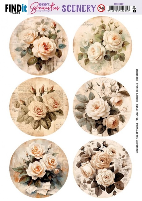 Push-Out Scenery Berries Beauties - Brocante Roses - Round