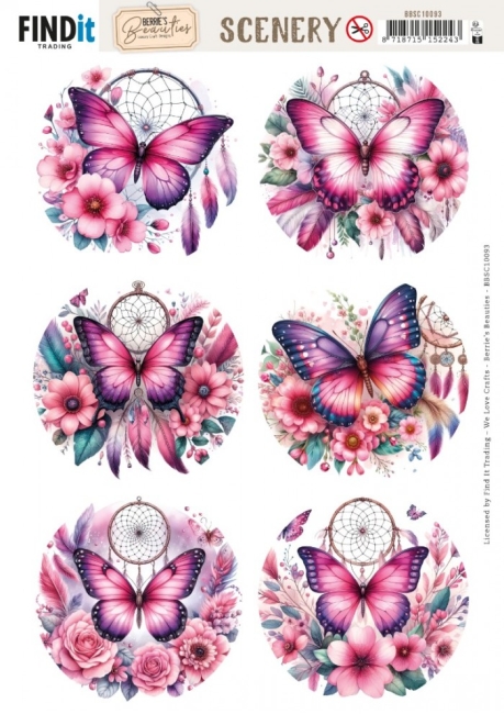 Stanzbogen Scenery - Berries Beauties Pink Butterflies - Round