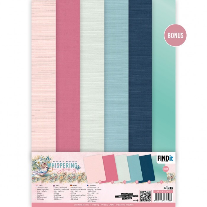 Linen Cardstock Pack - Whispering Spring - A4 - zum Schließen ins Bild klicken