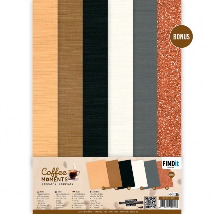 Linen Cardstock Pack Coffee Moments A4 (Nur auf Vorbestellung)