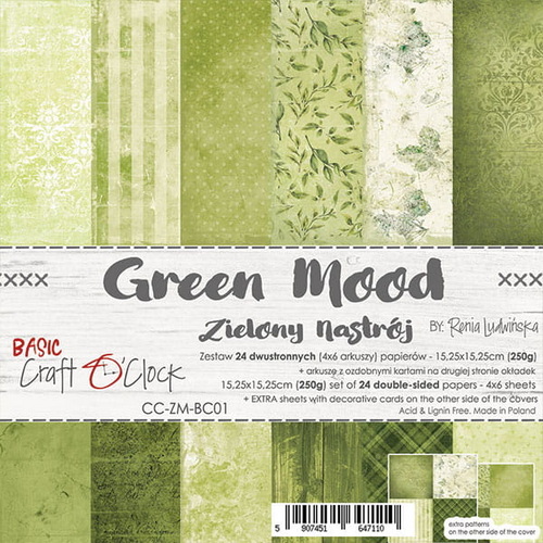 Craft O Clock Papier 24 Bogen 15x15cm - Green Mood