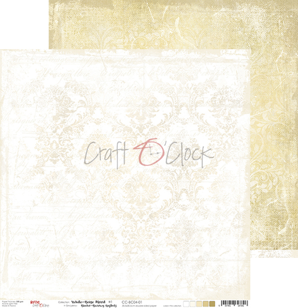 Craft O Clock Papier 24 Bogen 15x15cm - White/Beige Mood