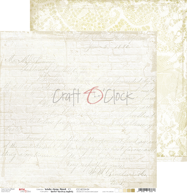 Craft O Clock Papers 24 Sheets 15x15cm - White/Beige Mood - Click Image to Close