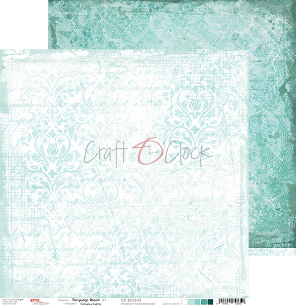 Craft O Clock Papier 24 Blatt 15x15cm - Torquoise Mood