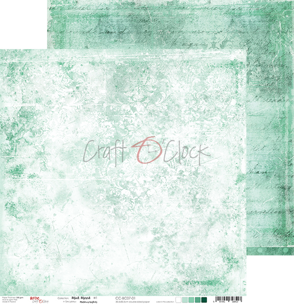 Craft O Clock Papier 24 Blatt 15x15cm - Mint Mood