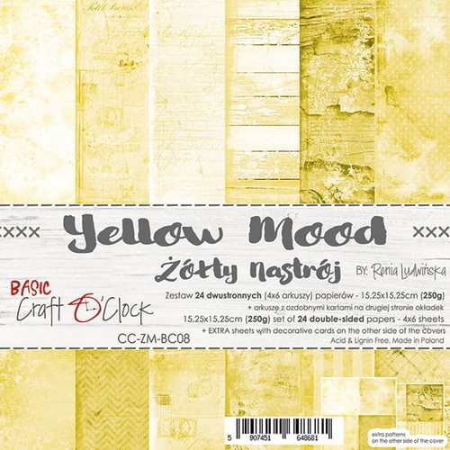 Craft O Clock Papers 24 Sheets 15x15cm - Yellow Mood