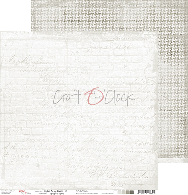 Craft O Clock Papier 24 Blatt 15x15cm - Light Gray Mood