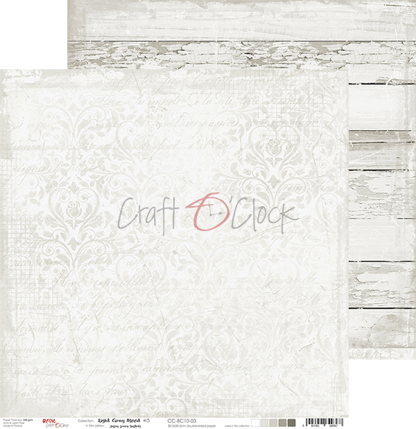 Craft O Clock Papier 24 Blatt 15x15cm - Light Gray Mood