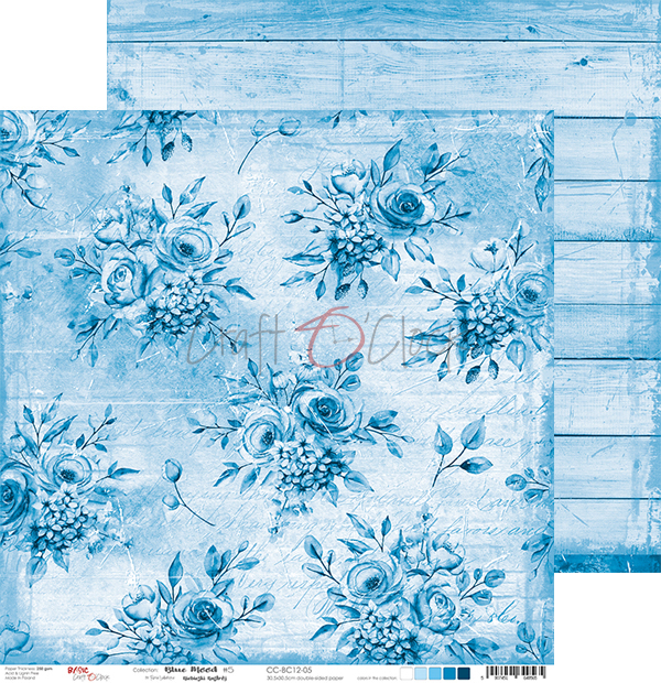 Craft O Clock Papier 24 Blatt 15x15cm - Blue Mood