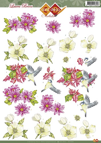 3D Sheet Laura Broos Flowers and Birds CD10252 - Click Image to Close