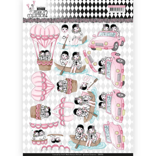3D Sheet Yvonne Creations Pierrot 2 Car Trip CD11255 - Click Image to Close