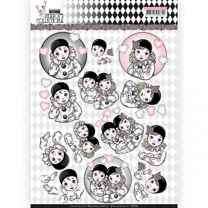 3D Sheet Yvonne Creations - Pretty Pierrot 2 - CD11256