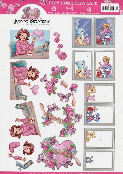 FREE -3D Sheet Yvonne Creations Stay at Home CD11514