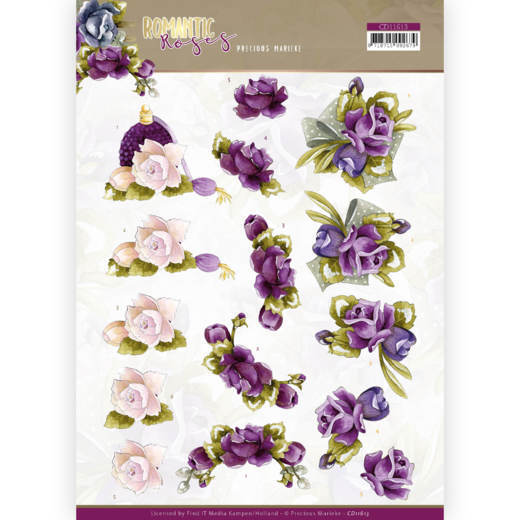3D Sheet Precious Marieke Purple Roses CD11613