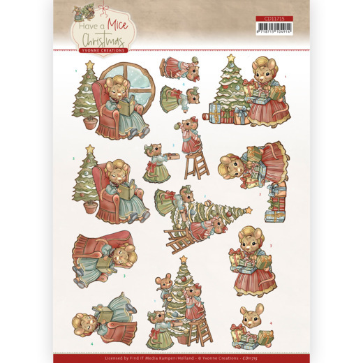 3D Bogen Yvonne Creations - Christmas Decorating Mice CD11715