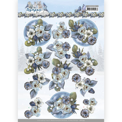 3D Sheet Amy Design - Winter Flowers CD11735